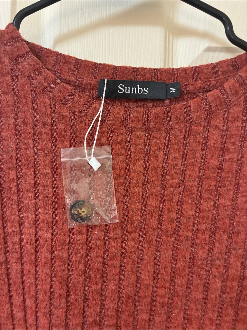 Women’s Ribbed Crew Neck Sweater - Rust - Picture 2 of 4